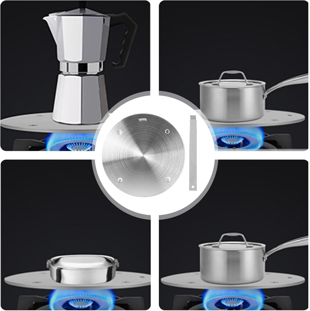 GOMETY Universal Induktion Adapterplatte Ø 24 cm, Induktionsadapter mit Abnehmbarem Griff, Edelstahl