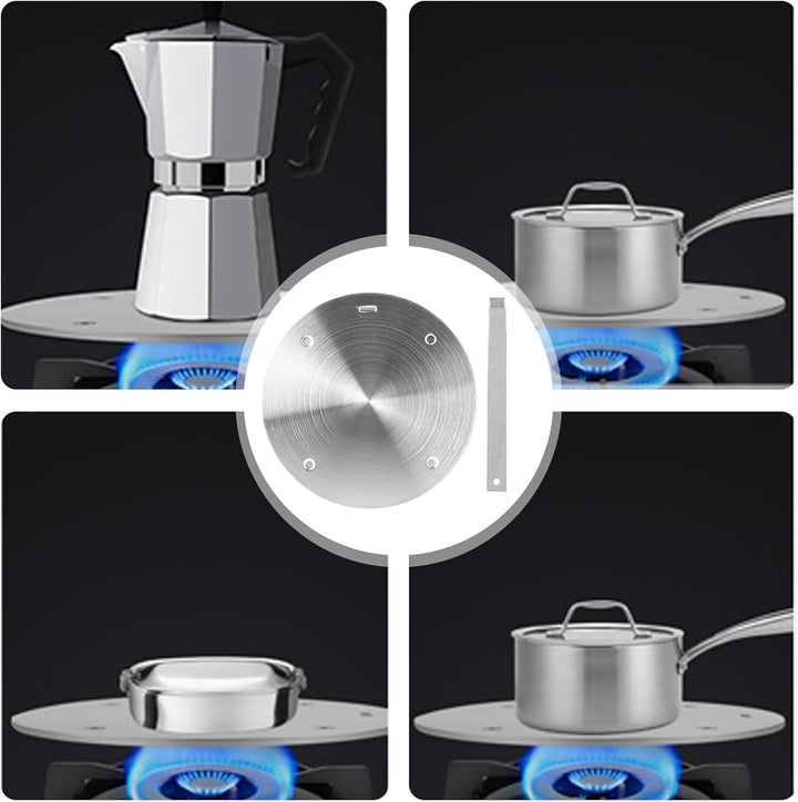 GOMETY Universal Induktion Adapterplatte Ø 24 cm, Induktionsadapter mit Abnehmbarem Griff, Edelstahl