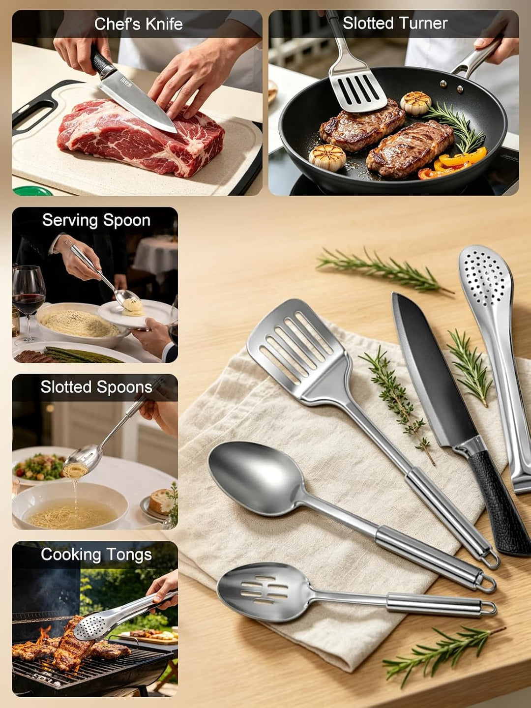 Camping-Kochgeschirr, 15pcs Camping Zubehör Kochen Camp Essentials Edelstahl Outdoor Kochgeschirr mi