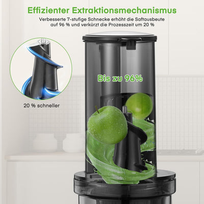 FOHERE Slow Juicer Entsafter Gemüse und Obst 119MM Öffnun Elektrische Kaltpresse mit Ruhigem 200 Wat