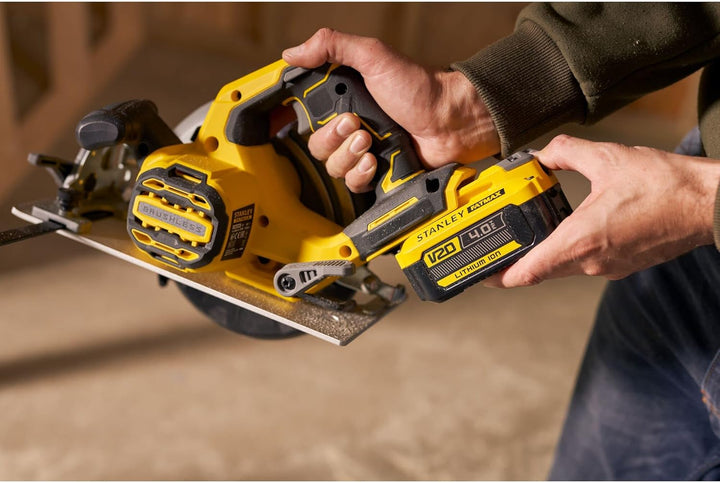 Stanley FatMax V20 Akku-Handkreissäge SFMCS550B (18V, bürstenlos, werkzeuglose Schnitttiefen- und Wi