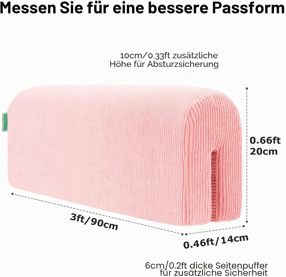 AEOCOO Bettkantenschutz für Kinderbetten 90 cm – weiche Memory-Schaum Bettumrandung, Rausfallschutz