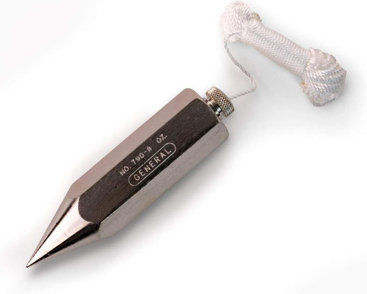 General Tools 790-8 Hexagon Steel Plumb Bob, 8 Ounce, Hex Nickel Plated Steel