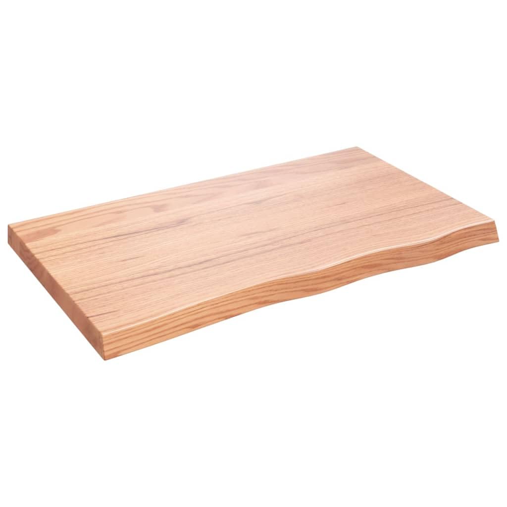 vidaXL Tischplatte Hellbraun 100x60x6 cm Massivholz Eiche Behandelt Hellbraun 100 x 60 x 6 cm, Hellb