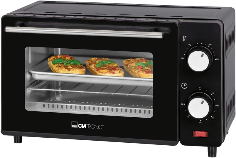 Clatronic MB 3746 Minibackofen, 8 Liter Backraum, Ober- und Unterhitze, 60 Minuten-Timer mit Endsign