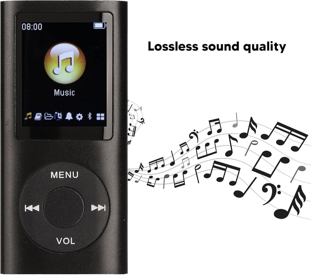 MP3 Player, Digitaler MP4-Player Tragbarer Musikplayer mit Kopfhörer, Unterstützt Bis zu 64 GB TF-Ka