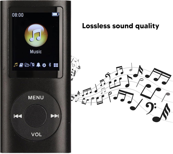 MP3 Player, Digitaler MP4-Player Tragbarer Musikplayer mit Kopfhörer, Unterstützt Bis zu 64 GB TF-Ka