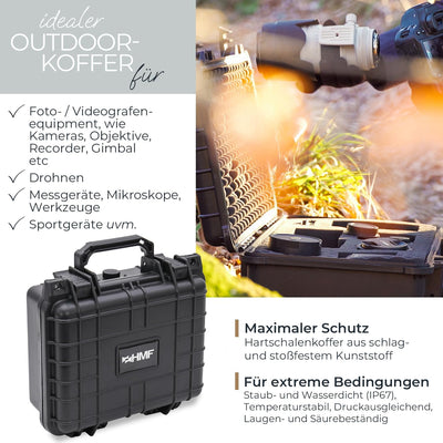 HMF ODK100 Outdoor-Fotokoffer, Transportkoffer mit Rasterschaumstoff | 27 x 24,5 x 13 cm, 27 x 24,5