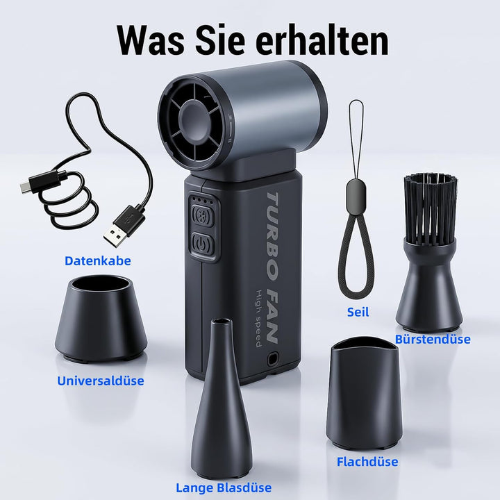 Druckluft-Duster, 110,000 RPM Super Power Electric Air Duster für PC-Tastatur, 5-Gang-Turbolüfter, w