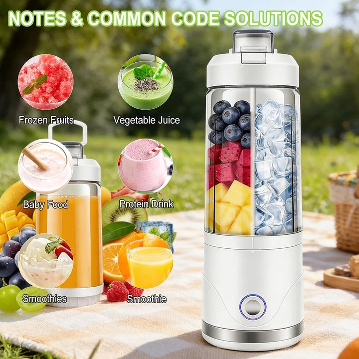 Tragbarer Mixer Smoothie Maker, 650ml Abnehmbarer Behälter mit 4000mAh Kabellos, Mini Standmixer Zer
