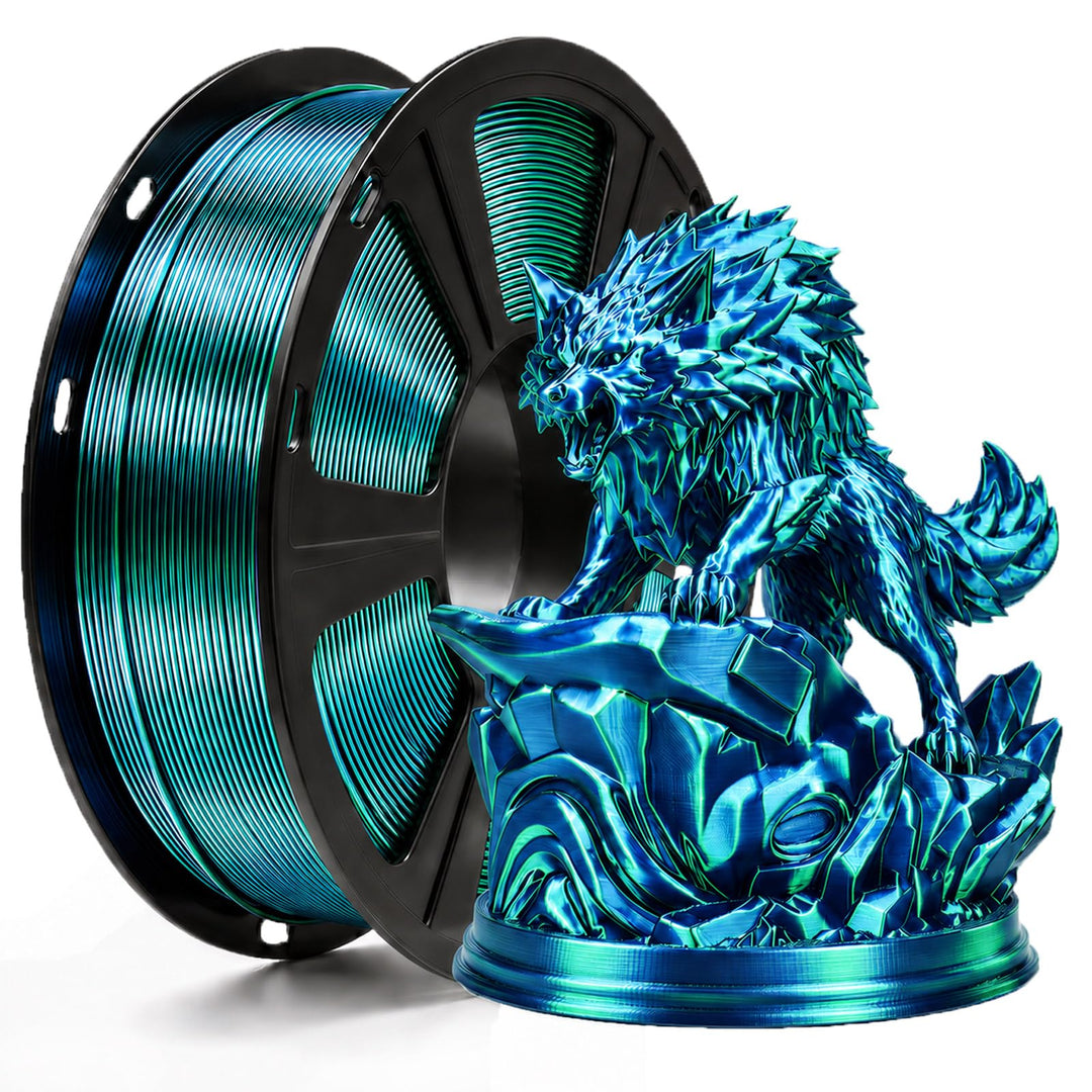 2-Farb Silk PLA Filament 1.75mm 1KG Blau Grün, Hochglänzende Oberfläche, Nahtlose Farbübergänge, Sau