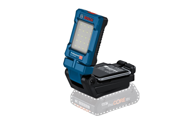 Bosch Professional 18V System Akku-Leuchte GLI 18V-800 (mit 800 Lumen, 20 LEDs, Leuchtenkopf um 360°