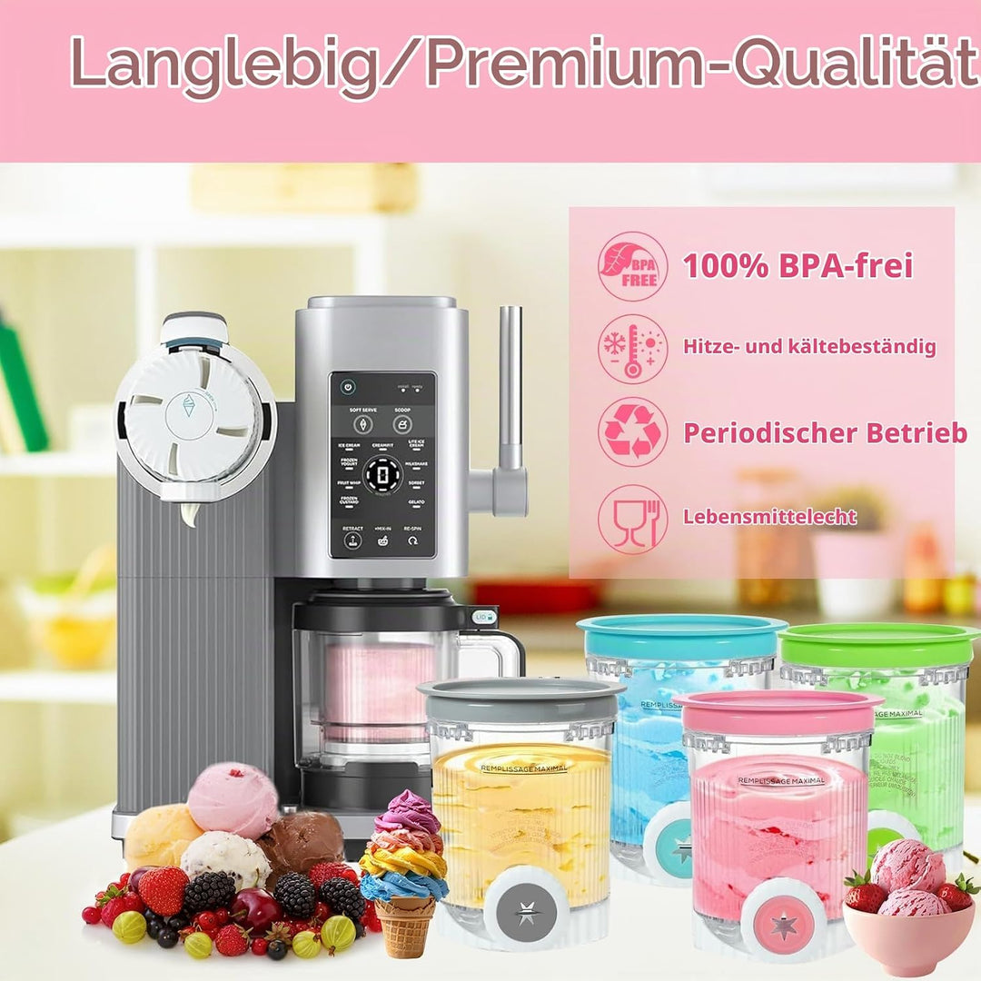 Für 4 Stück Ninja Creami Behälter 680 ml Eisbehälter für NC700 NC701EU Serie, Eiscreme Behälte mit D