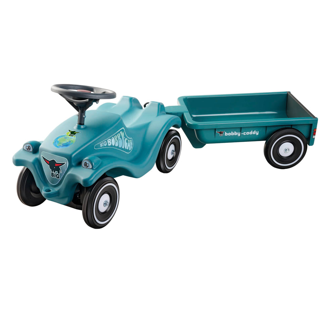 BIG Bobby Car Classic Eco 2.0 mit Anhänger - Rutschauto ab 1 Jahr aus Recycling-Material mit Caddy,