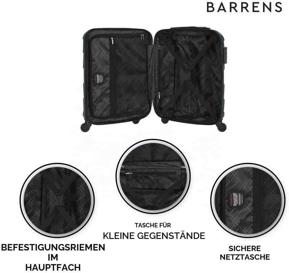 BARRENS Kabinenkoffer | Kabinengepäck | 55x40x20cm | 34 L | ABS-Material | Chiffrierschloss | Flexib