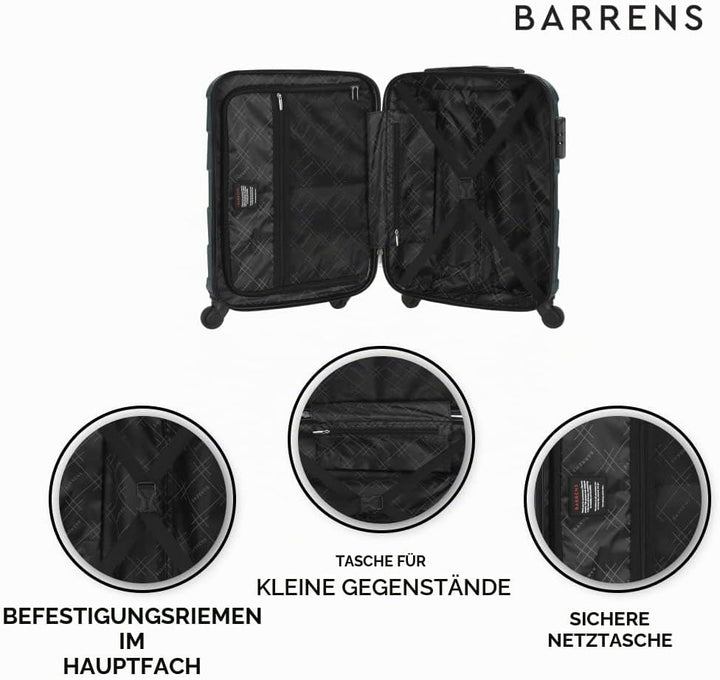 BARRENS Kabinenkoffer | Kabinengepäck | 55x40x20cm | 34 L | ABS-Material | Chiffrierschloss | Flexib