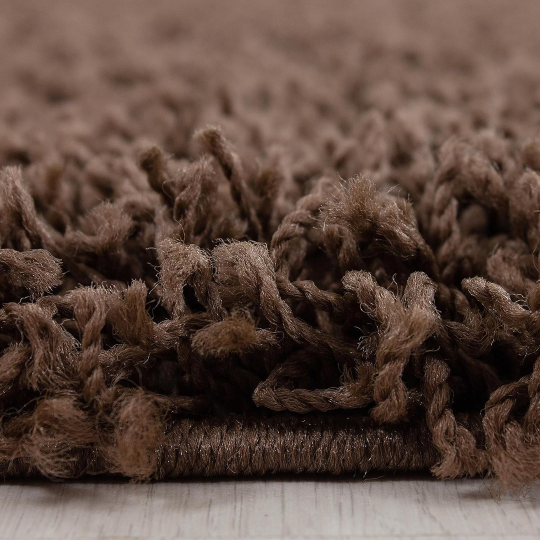 Moderner Hochflor Teppich Läufer Flur 80 x 150 cm Braun - Shaggy Flauschiger Teppich, Extra Weich un