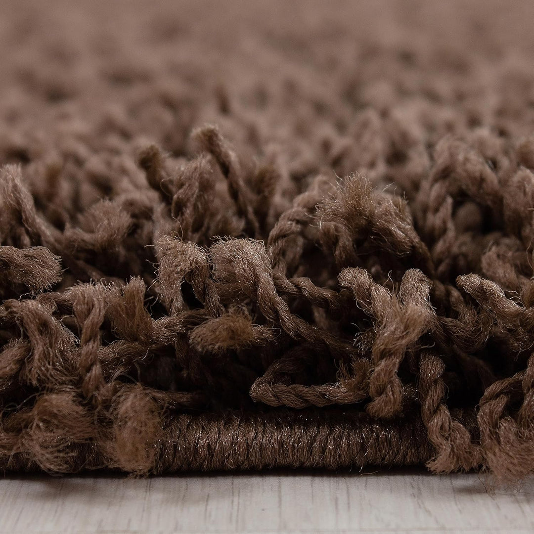 Moderner Hochflor Teppich Läufer Flur 80 x 150 cm Braun - Shaggy Flauschiger Teppich, Extra Weich un