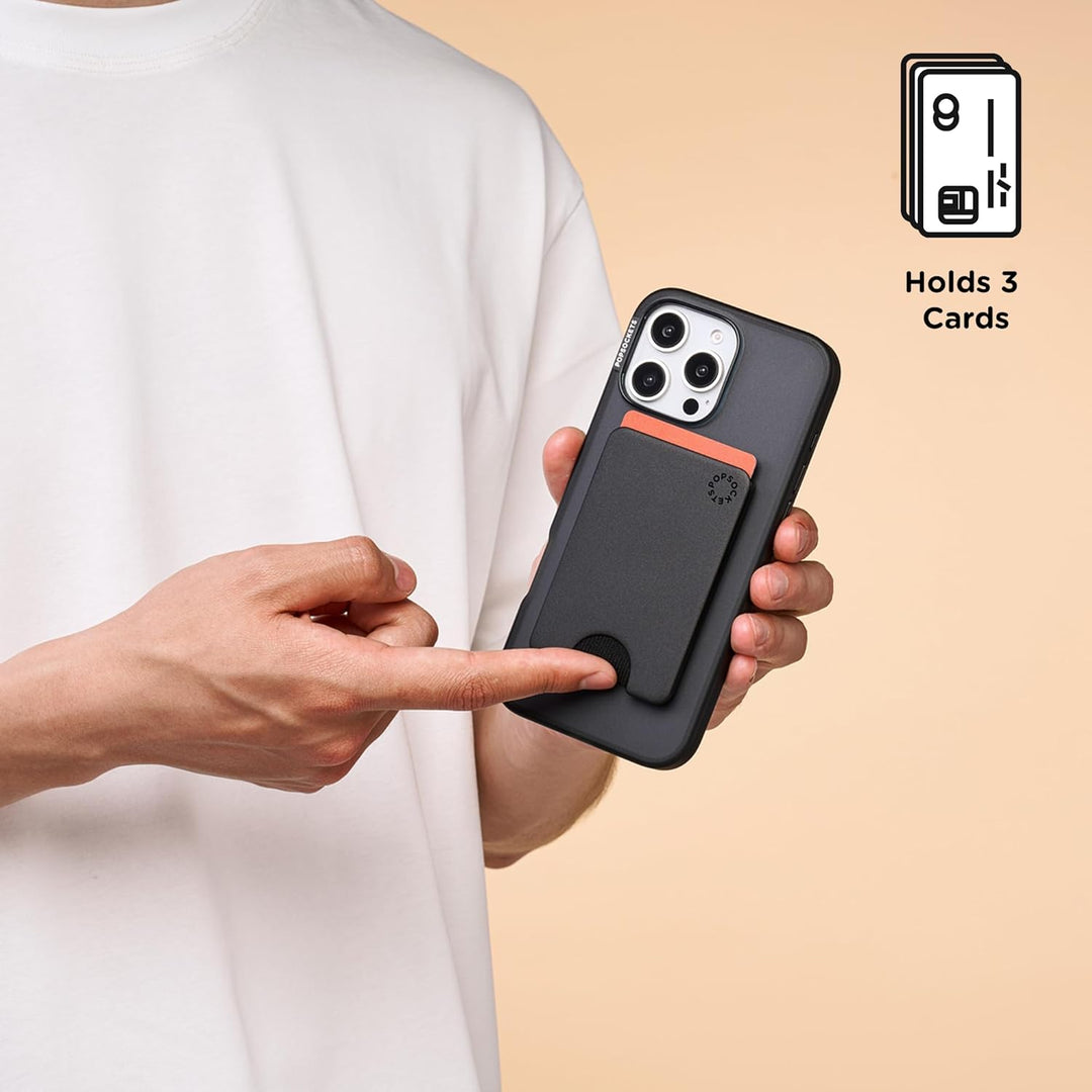 PopSockets Handy-Wallet für MagSafe, Kartenhalter ohne Grip, Black - Black Schwarz, Schwarz