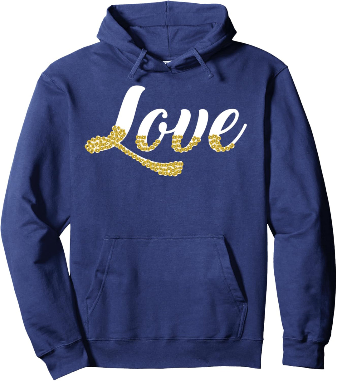 Love With Gold Sequin Design Pullover Hoodie