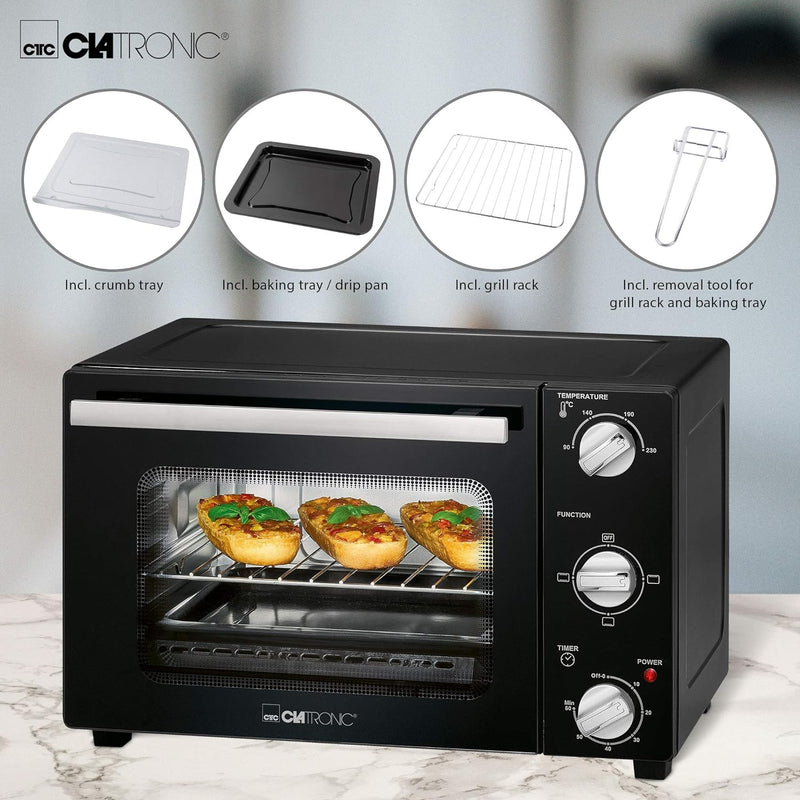 Clatronic Minibackofen MBG 3726 Backofen klein mit Ober- und Unterhitze, Mini Ofen elektrisch, perfe