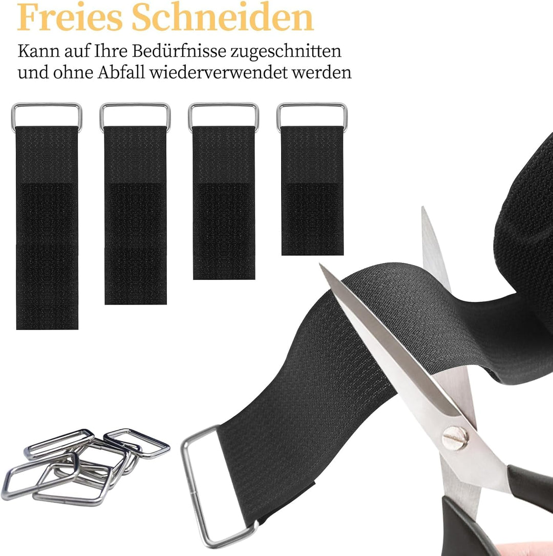 10m x 5cm Klettband mit 30 Schnallen, Breit Klett Kabelbinder Wiederverschliessbar, Frei Zuschneidba
