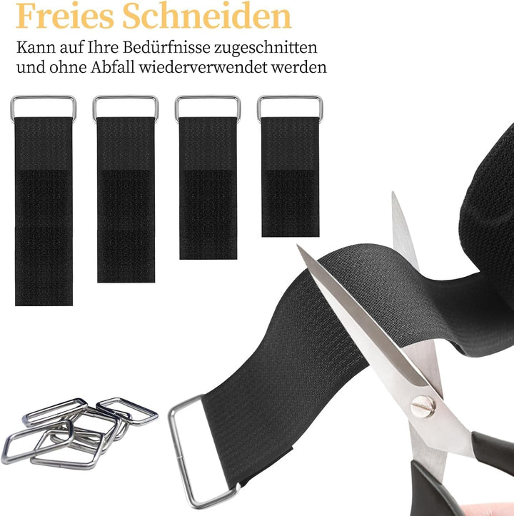 10m x 5cm Klettband mit 30 Schnallen, Breit Klett Kabelbinder Wiederverschliessbar, Frei Zuschneidba