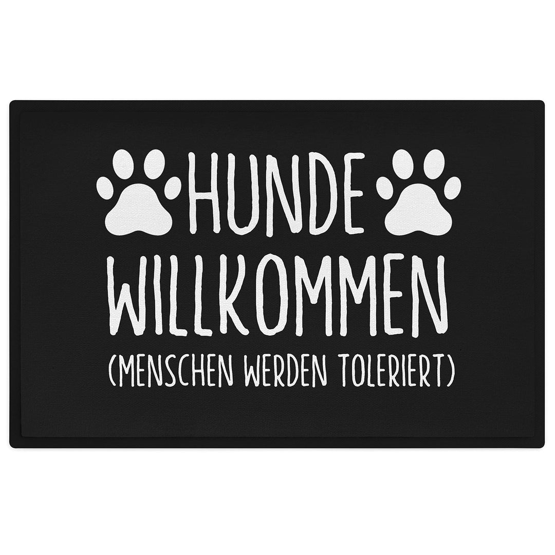 Trendation - Hunde Fussmatte Spruch Geschenk Hundebesitzer Hunde Willkommen Menschen Werden Tolerier