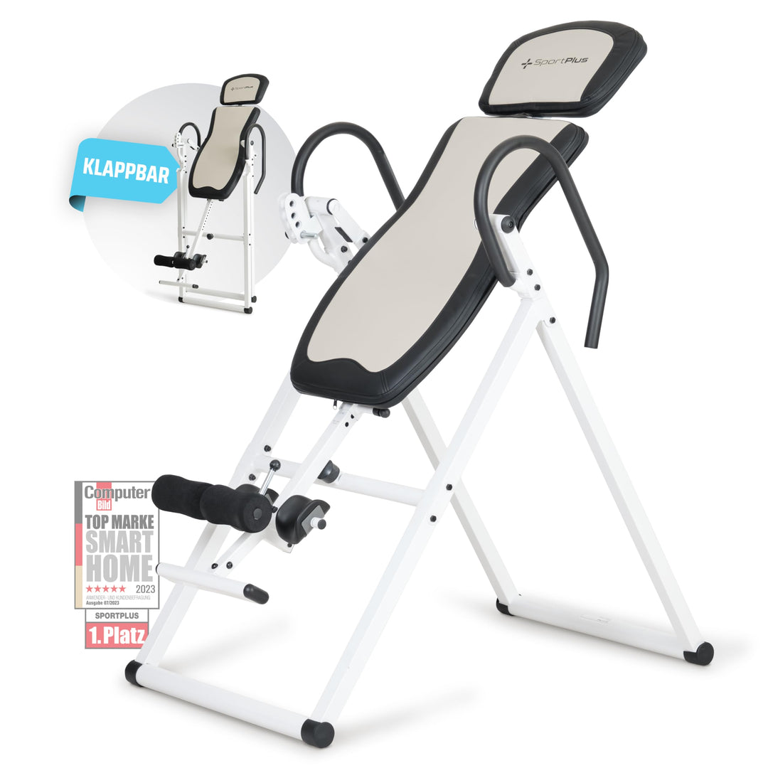 SportPlus Inversionsbank, klappbarer Schwerkrafttrainer, Inversion Table mit 4 oder 6 Inversionswink