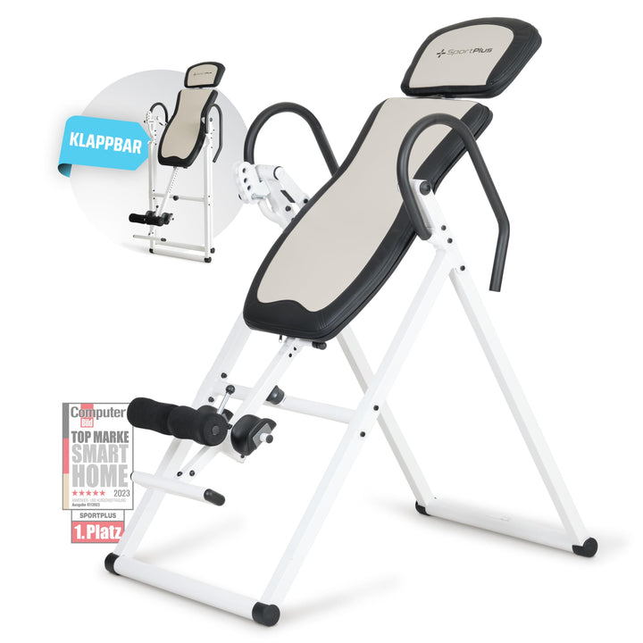 SportPlus Inversionsbank, klappbarer Schwerkrafttrainer, Inversion Table mit 4 oder 6 Inversionswink