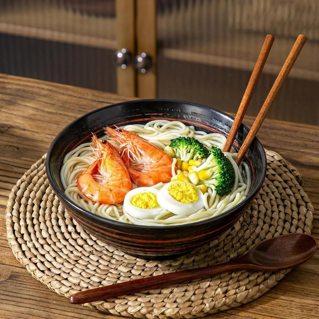 YUN TAO Keramik Ramenschalen gross 1035 ml japanischer Stil, Servierschalen für Salat, Udon, Soba, P