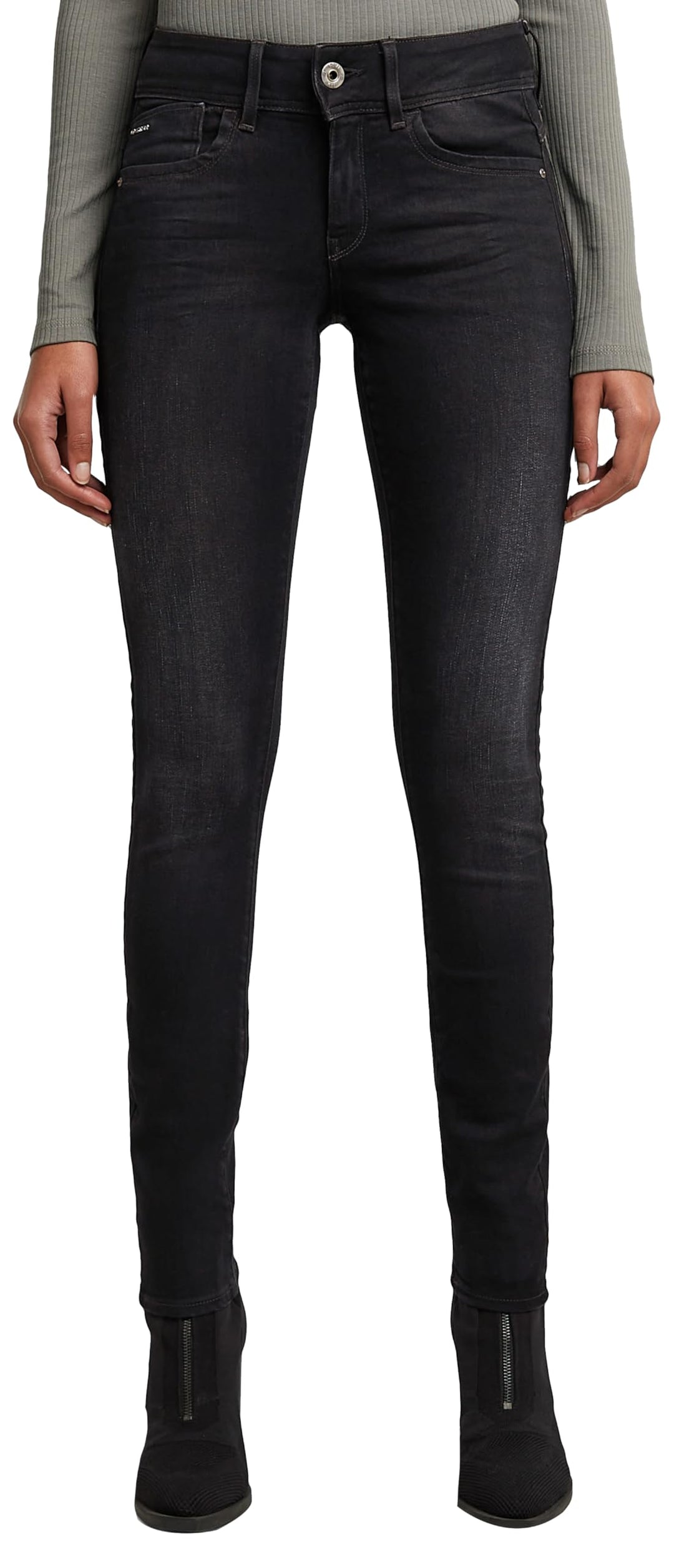 G-STAR Damen Lynn Mid Skinny Jeans 23W Schwarz (Dusty Grey D06746-b472-a799), 23W Schwarz (Dusty Gre