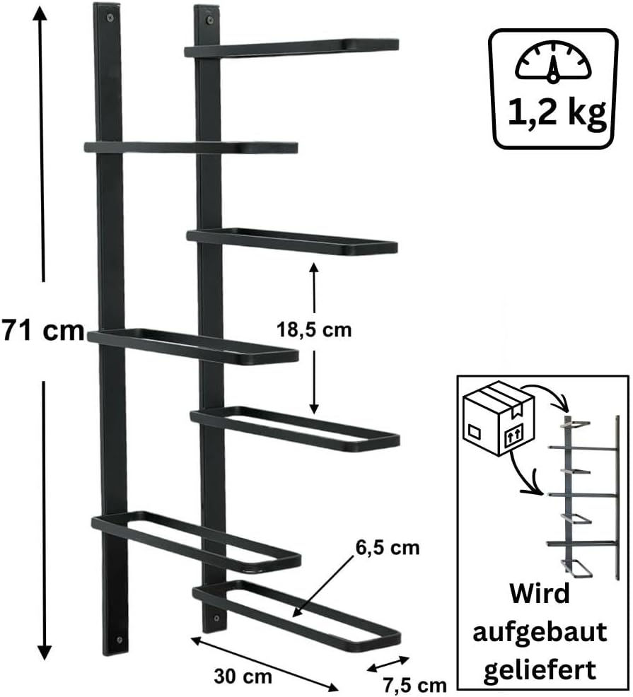 DanDiBo Weinregal Metall Schwarz Ecke Wand 2.Teilig Eckregal Flaschenregal 96326 Flaschenhalter Wand