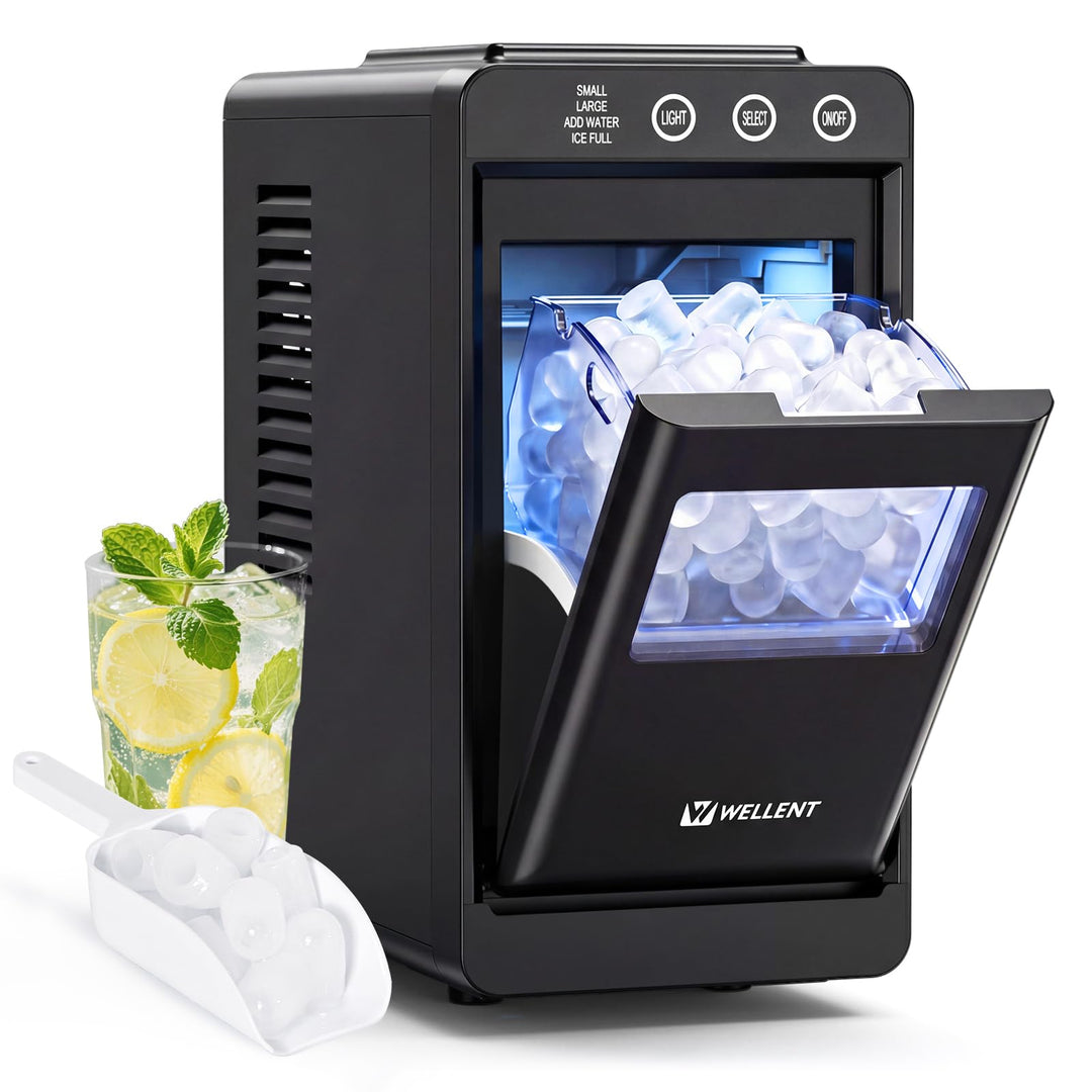 Tragbare Eiswürfelmaschine mit Schublade – Schnelles Kugeleis in 6 Min (12kg/24h), 2 Grössen, Selbst