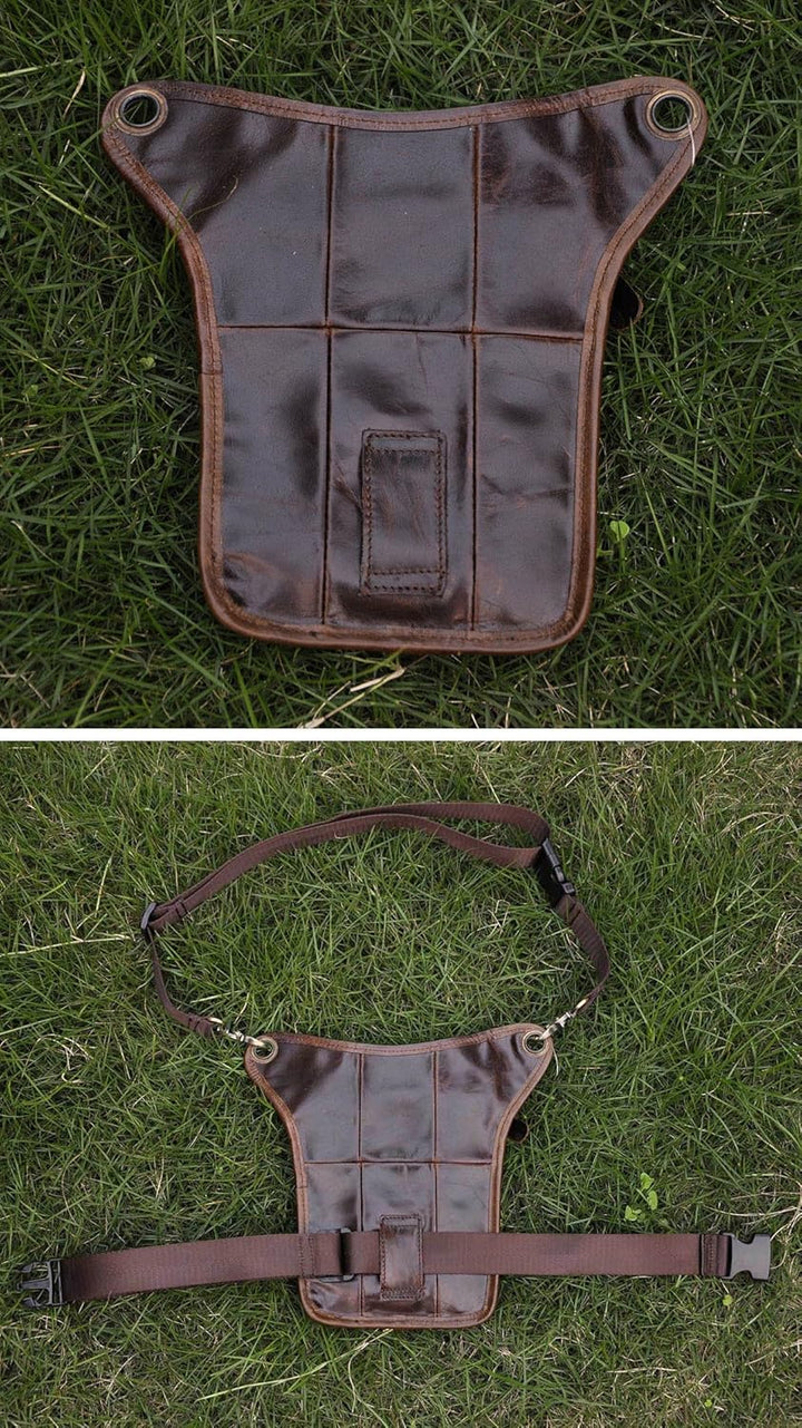 Le'aokuu Herren Echtes Leder Tasche Beinbeutel Beintasche Aussenbeintasche Beinbeuteltasche Reisen H