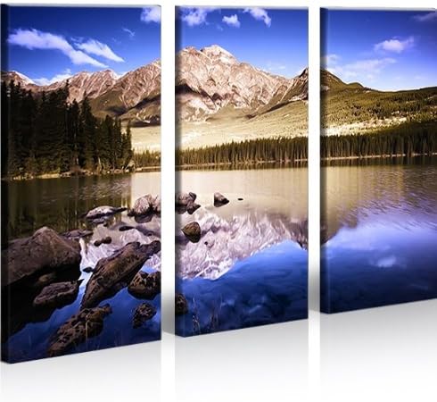 islandburner Bild Bilder auf Leinwand Bergsee V2 Feng Shui XXL Poster Leinwandbild Wandbild Dekoarti