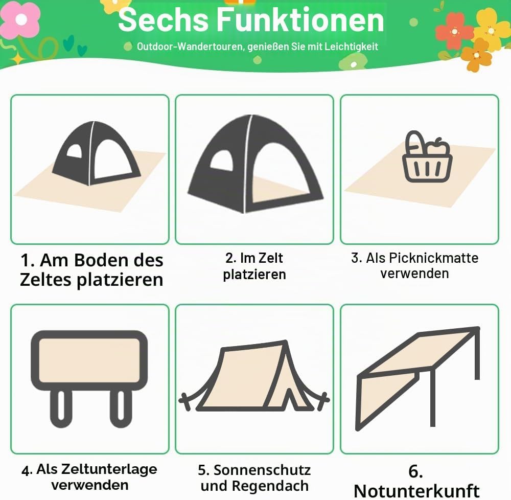 Picknickdecke wasserdicht, 145 x 210 cm Mini picknickdecke, Wasserdicht und schmutzabweisend, Ultral