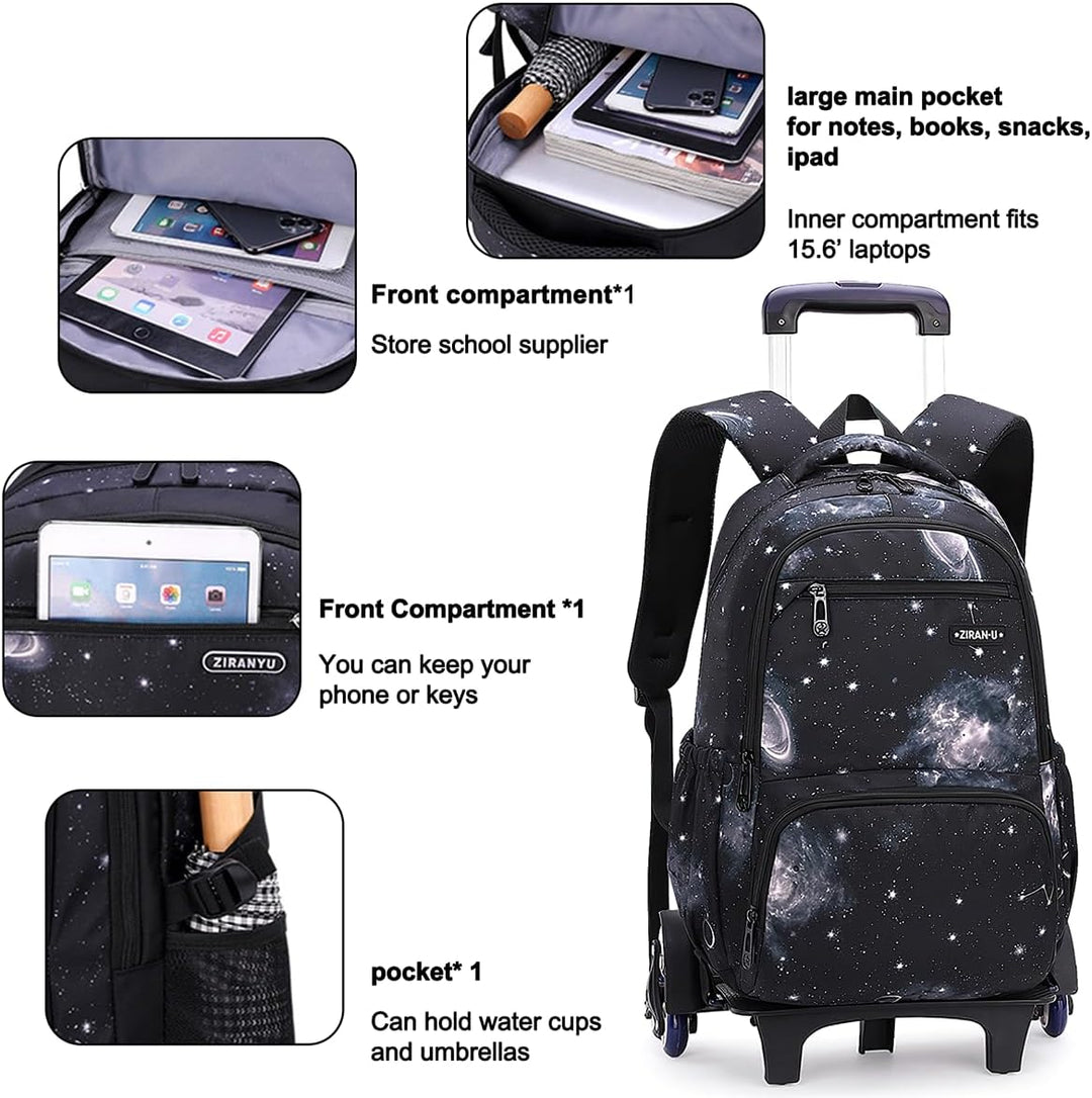3pcs Schulrucksack Jungen mit Rollen Rucksack Trolley Kinder Schulrucksack mit Rollen Schultasche Tr