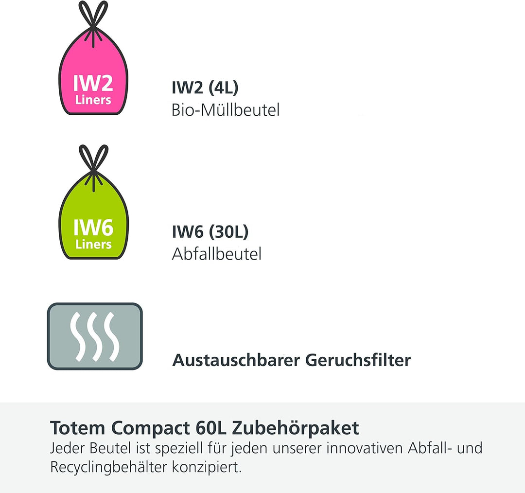 Joseph Joseph Totem Max Mülltrenner und Recycling, Kücheneimer, 60 l, Schwarz 60L Schwarz Single, 60
