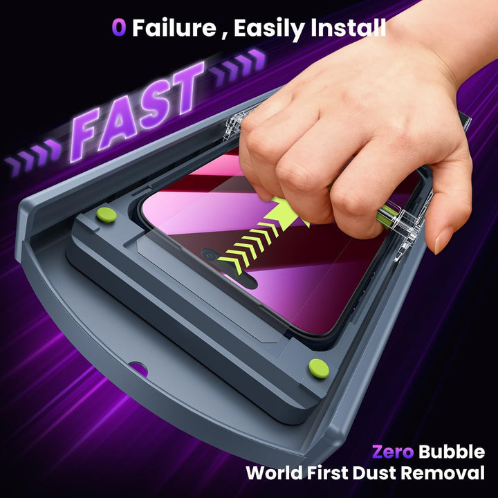 WSKEN für iPhone 16 Pro Max für Panzerglas Sichtschutz - [Anti Blaulicht] [Auto Dust-Elimination] Pu
