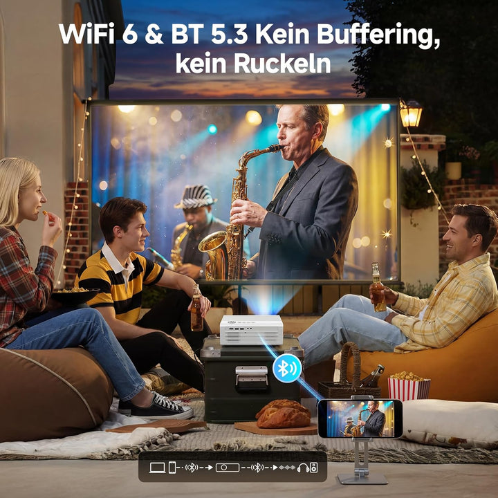 4K Smart Beamer mit WLAN & Bluetooth, KOGATA Projektor mit Autofokus, 6D Keystone, HDR10+ | Kompatib