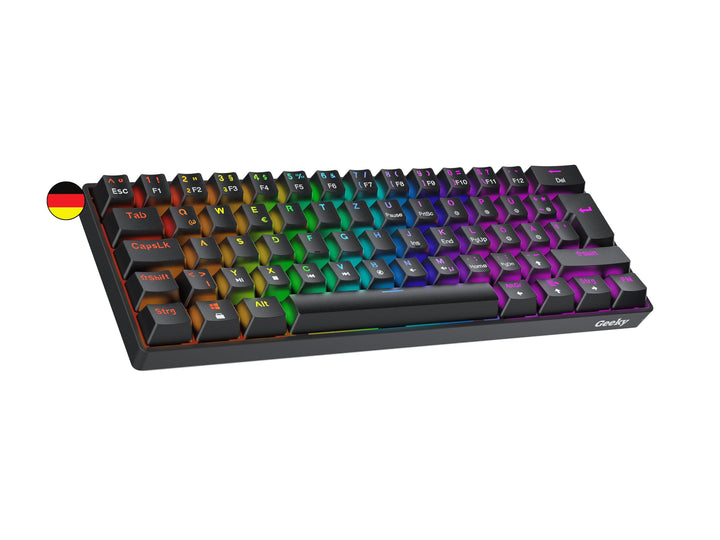 Geeky GK61 SE 60% | Mechanische Gaming-Tastatur | 62 Tasten Multi Color RGB LED Hintergrundbeleuchtu