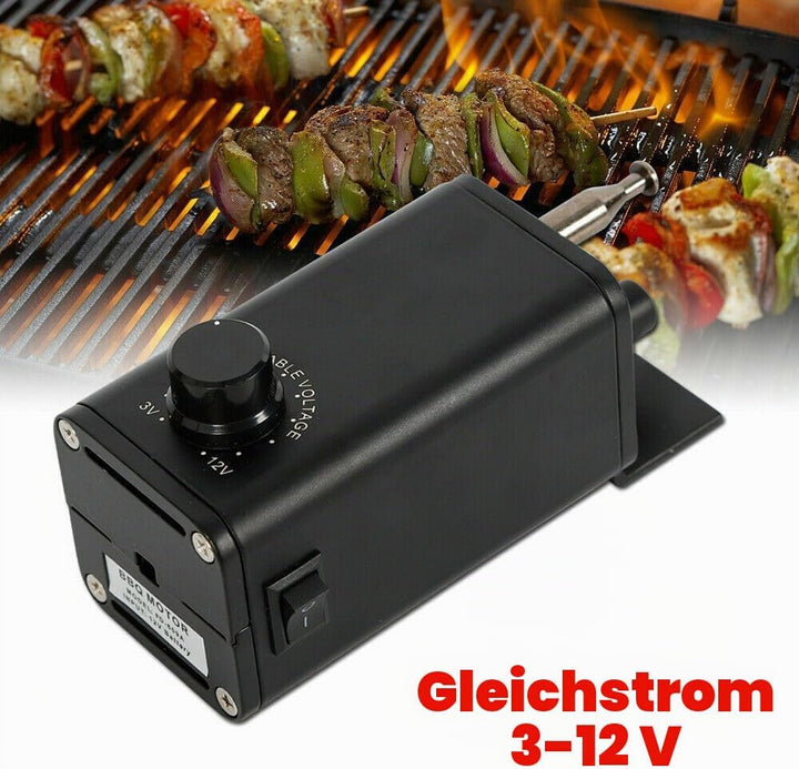 Elektrogrill Motor für BBQ Grill, 15W, 12V, Drehspiess, Tischgrill, Schwarz Metall
