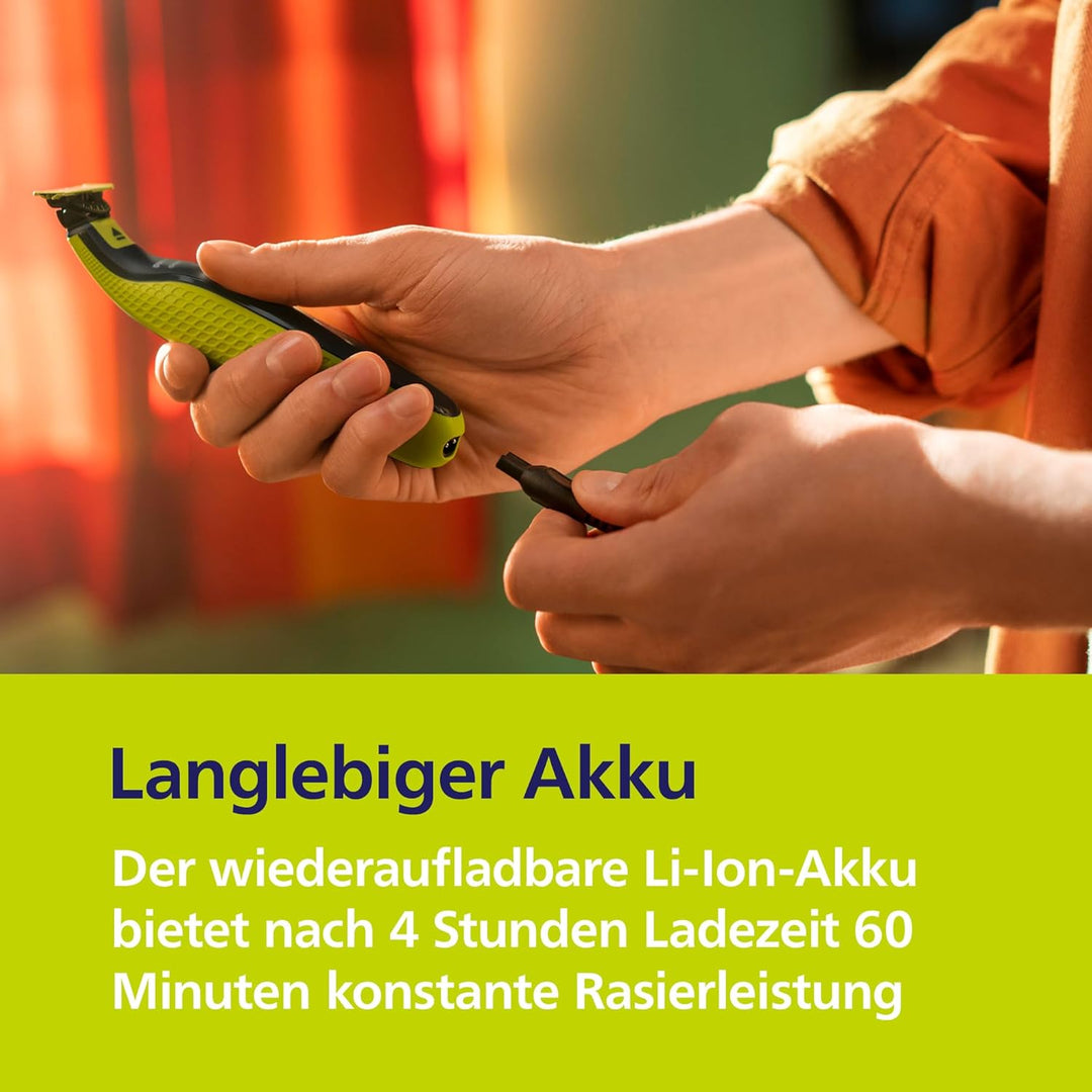 PHILIPS OneBlade 360 Face - elektrischer Rasierer & Trimmer, 2x 360 Klingen, 3x Trimmaufsätze (1/3/5