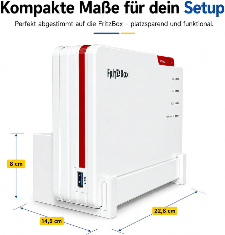 OSAZEE Wandhalterung für AVM FritzBox 5690 Pro – 9 cm Wandabstand für optimale Kabelführung – Überko