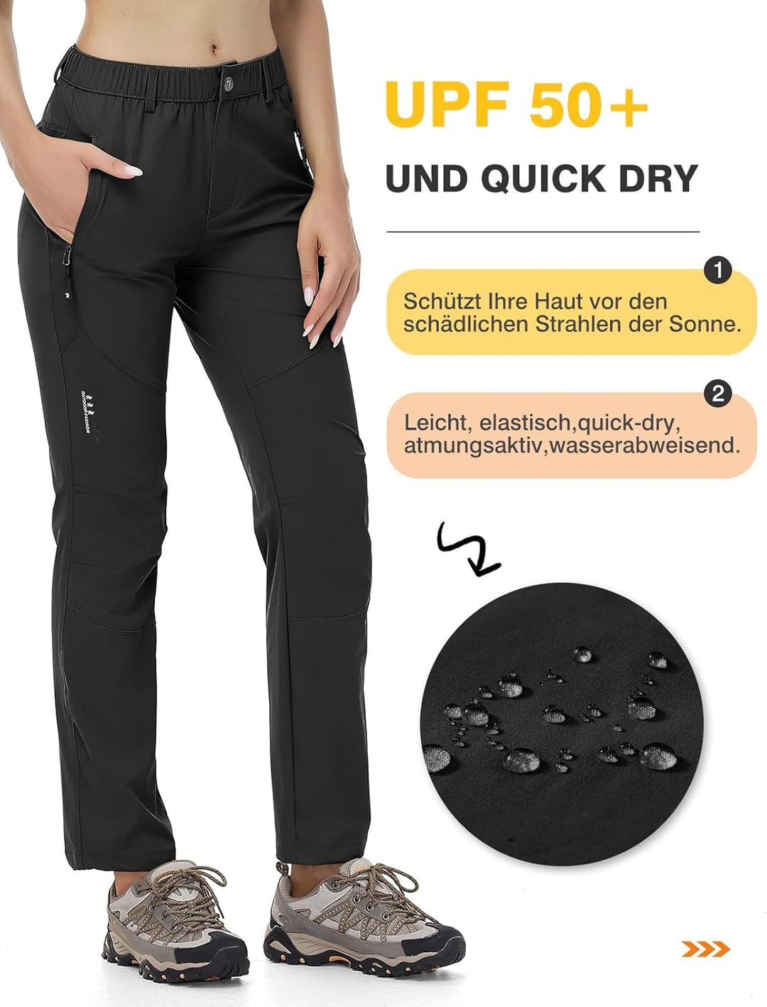 Damen Outdoor Wanderhose Quick Dry Campinghose Ultraleichter Verschleissfester UV-Schutz Atmungsakti