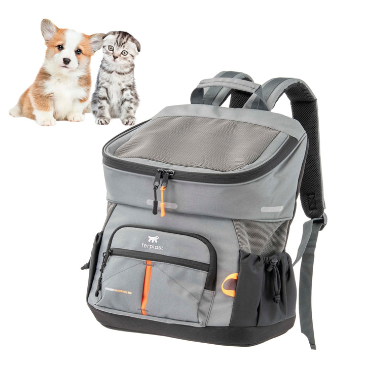 Ferplast Hunderucksack Voyager Backpack, Katzenrucksack, Hundetasche, Hundebox, Weite Öffnung, verst