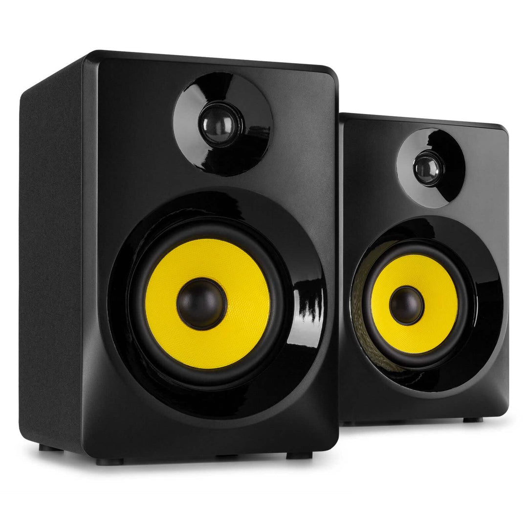 VONYX SMN40B - Studio Monitor, Aktiv Lautsprecher Set, 100 Watt, 4 Zoll Studiolautsprecher Set, DJ M