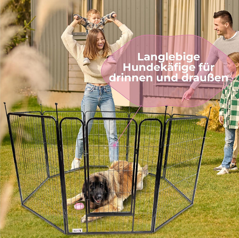 MaxxPet Welpenauslauf - Hundekäfig - Hundelaufstall - Welpenauslauf mit 8 Zwingerpaneelen - Stahl -