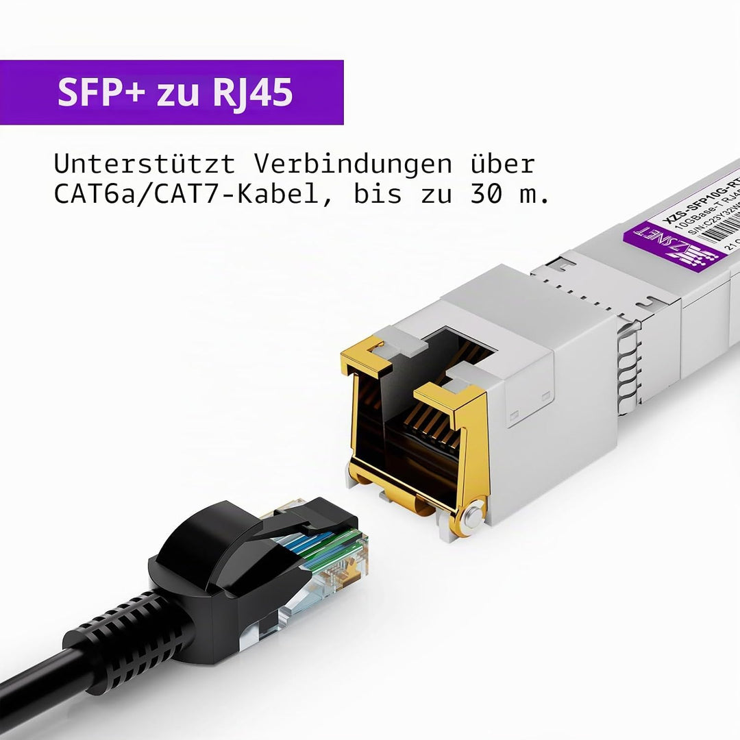 10G SFP+ auf RJ45 Modul, 1/2,5/5/10 Gb Multi-Rate 10GBASE-T Module, unterstützt Cat6a/7 bis zu 30m,